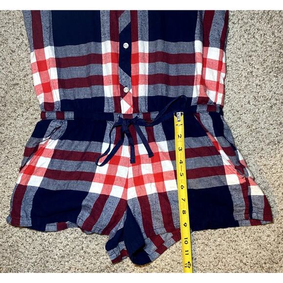 Aerie - Petite Small - Red White Blue Plaid Romper - Great Condition! - Picture 11 of 15